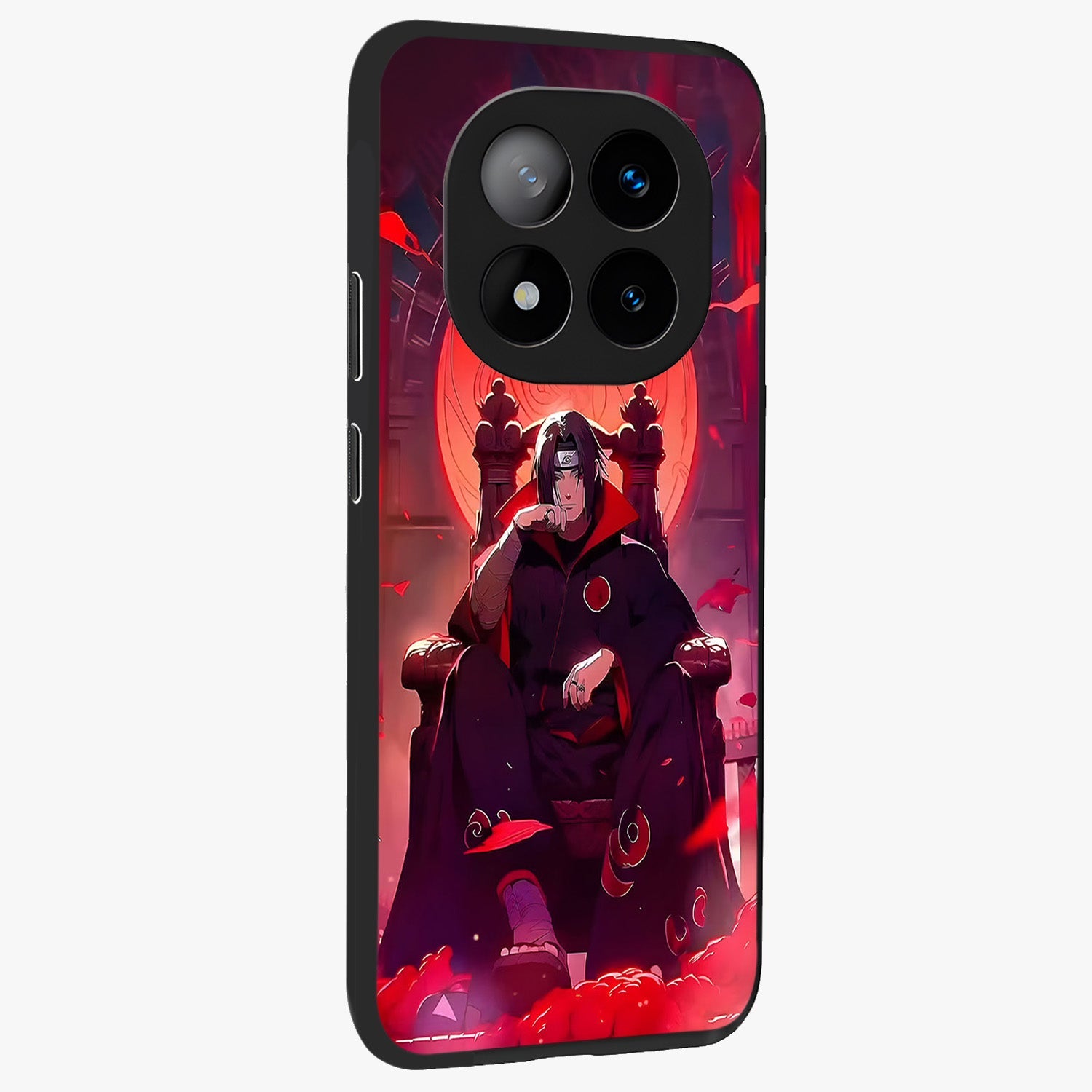 Blood Moon Sovereign Glass Case upright view showcasing powerful moon inspired artwork with cosmic aesthetic style.
