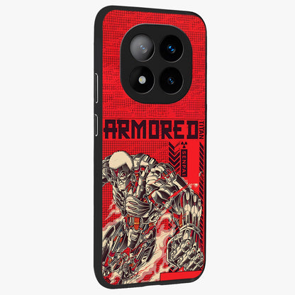 Crimson Mecha Titan Glass Case upright view showcasing dynamic robotic titan design with sci-fi inspired theme.