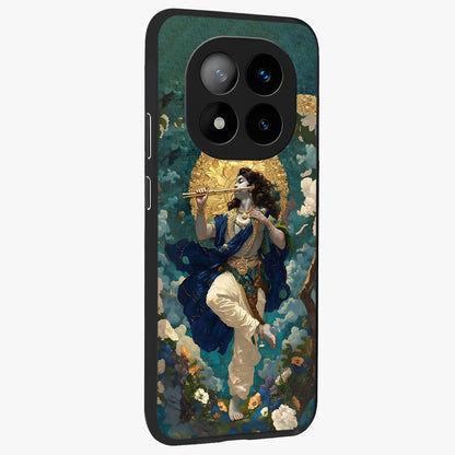 Divine Krishna Art Glass Case upright view showcasing divine Krishna artwork with sacred artistic theme.