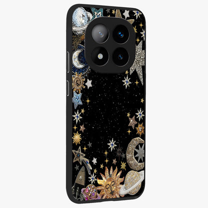 Galactic Jewel Stars Glass Case upright view showcasing glittering star jewel artwork with vibrant galaxy theme.