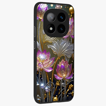 Golden Floral Majesty Glass Case upright view showcasing majestic floral artwork with rich decorative theme.