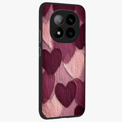 Layered Paper Hearts Glass Case upright view showcasing decorative layered heart artwork with sweet love theme.