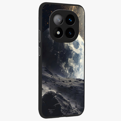 Lunar Horizon Glow Glass Case upright view showcasing radiant lunar artwork with calm cosmic theme.