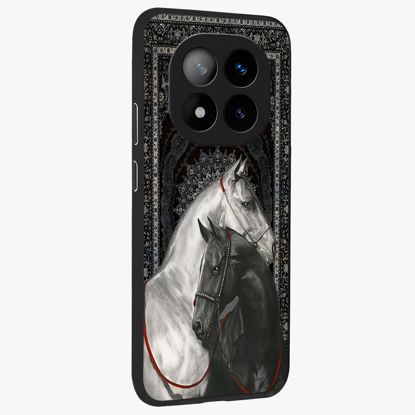 Majestic Ride Legacy Glass Case upright view showcasing dynamic ride inspired artwork with modern automotive theme.