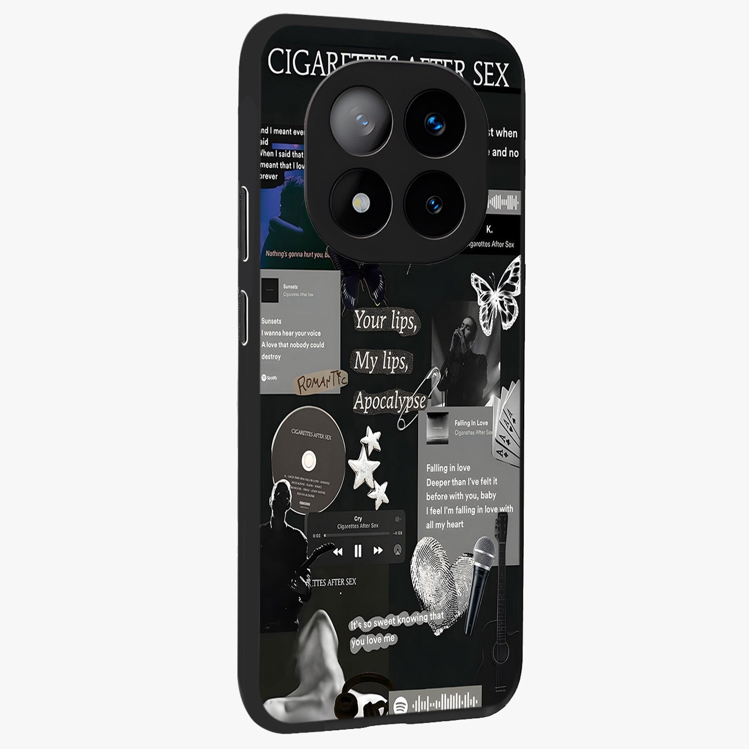 Midnight Love Echo Glass Case upright view showcasing expressive romantic artwork with dreamy midnight theme.
