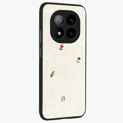 Minimalistic Blue With White Flower Pattern Glass Case upright view showcasing clean white flower artwork with calming blue theme.