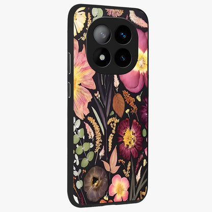 Petal Dream Tapestry Glass Case upright view showcasing detailed floral tapestry artwork with artistic nature theme.