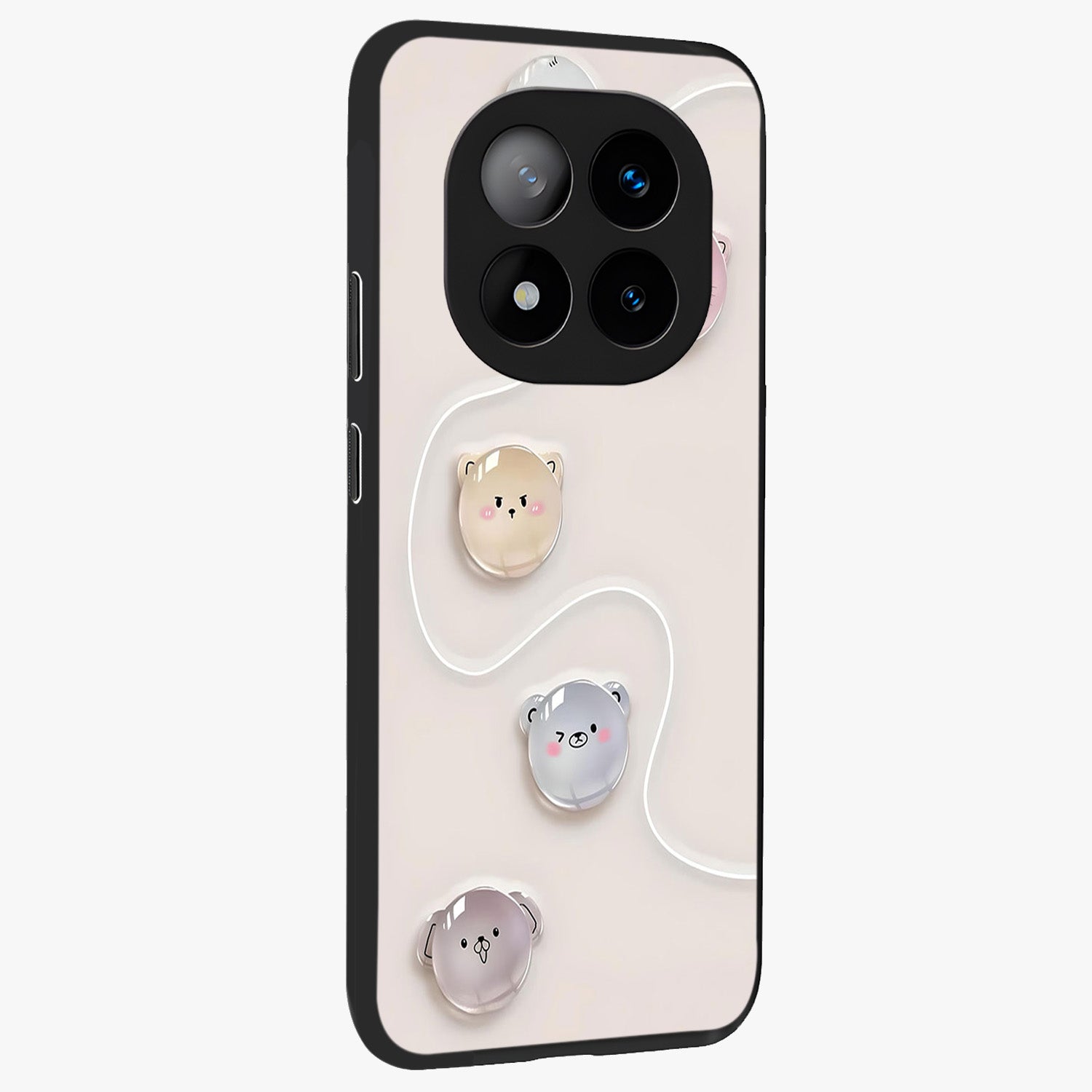 Puffy Face Parade Glass Case upright view showcasing adorable character artwork with cheerful animated theme.