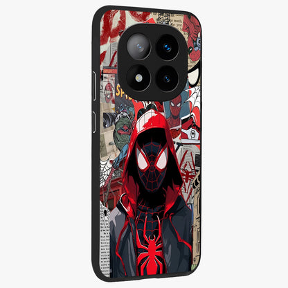 Spider Collage Street Glass Case upright view showcasing bold superhero artwork with urban street theme.