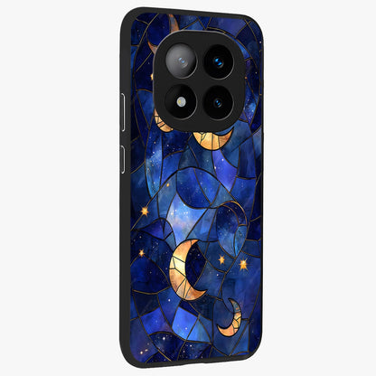 Starlit Sky Tapestry Glass Case upright view showcasing elegant starry sky artwork with cosmic decorative theme.