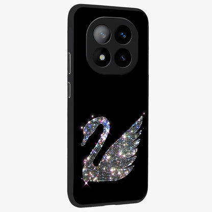 Starlit Swan Grace Glass Case upright view showcasing beautiful swan artwork with peaceful night themed design.