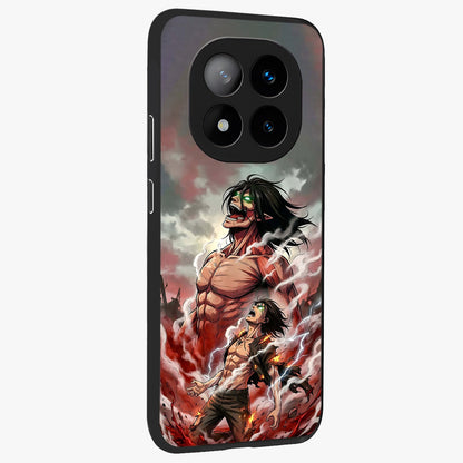 Titan Awakening Fury Glass Case upright view showcasing intense titan artwork with epic fantasy theme.