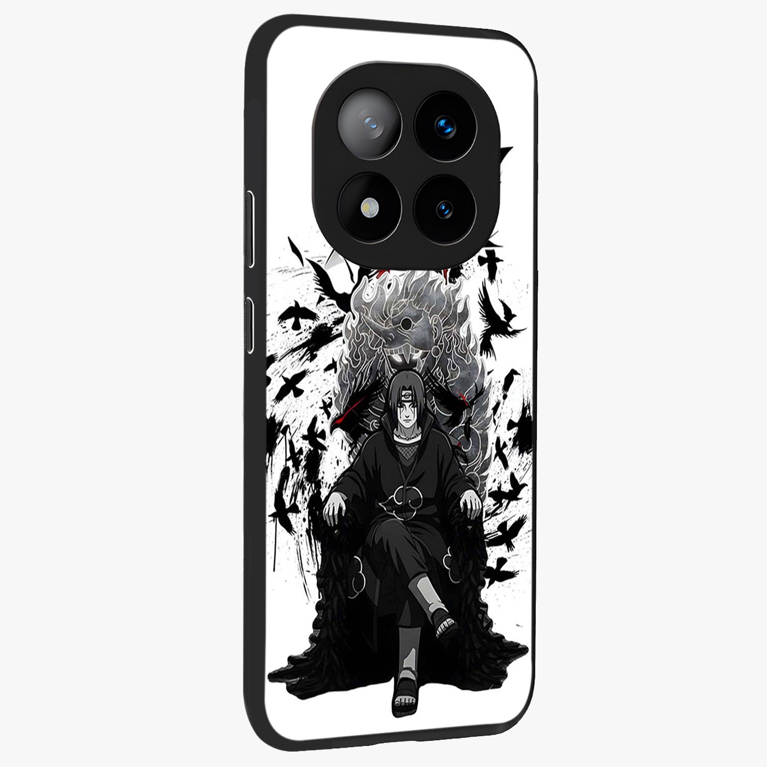 Uchiha Shadow Throne Glass Case upright view showcasing magical underwater galaxy artwork with vibrant cosmic theme.