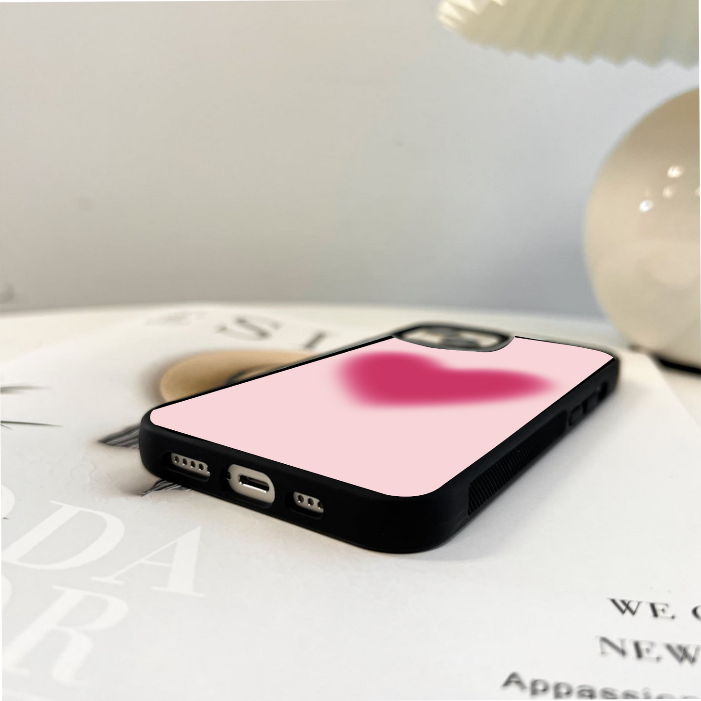 Pink Aura Heart Glass Case