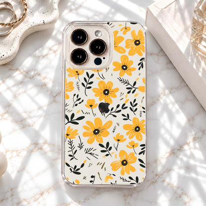 Yellow Daisy Floral Pattern Clear Silicon Cover