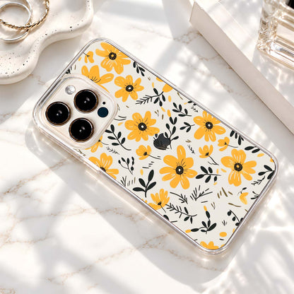 Yellow Daisy Floral Pattern Clear Silicon Cover