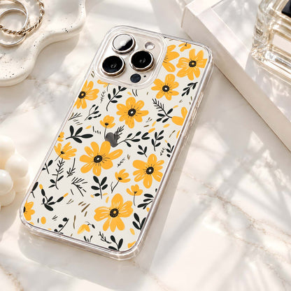 Yellow Daisy Floral Pattern Clear Silicon Cover