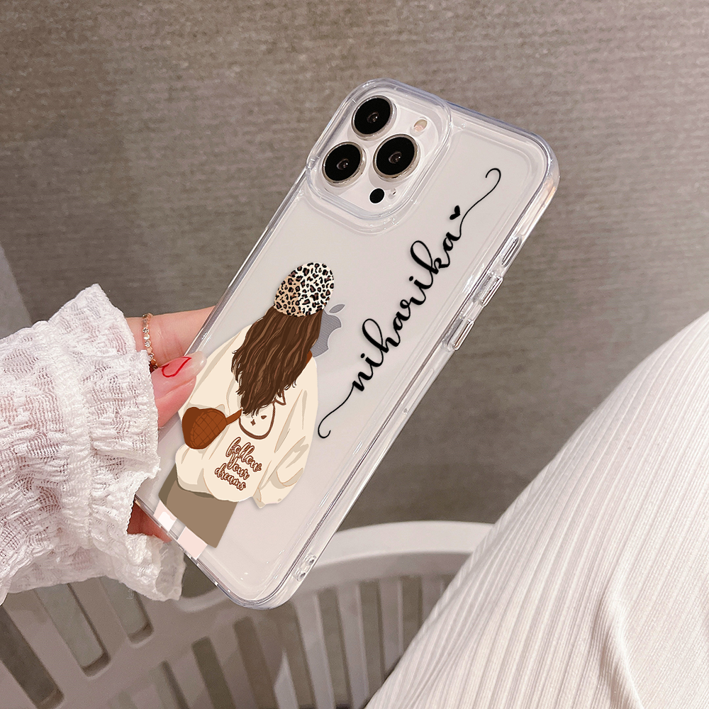 Follow Dreams Girl Custom Name Clear Silicon Soft Cover