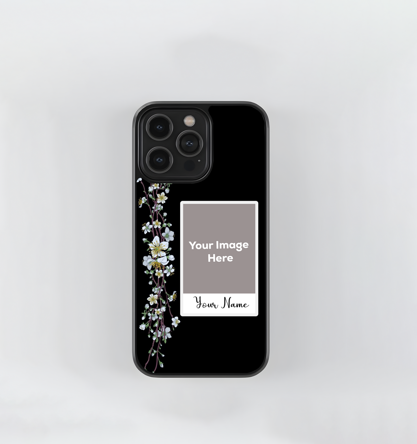 Customized Flower Polaroid Frame Custom Photo With Name Glass Case