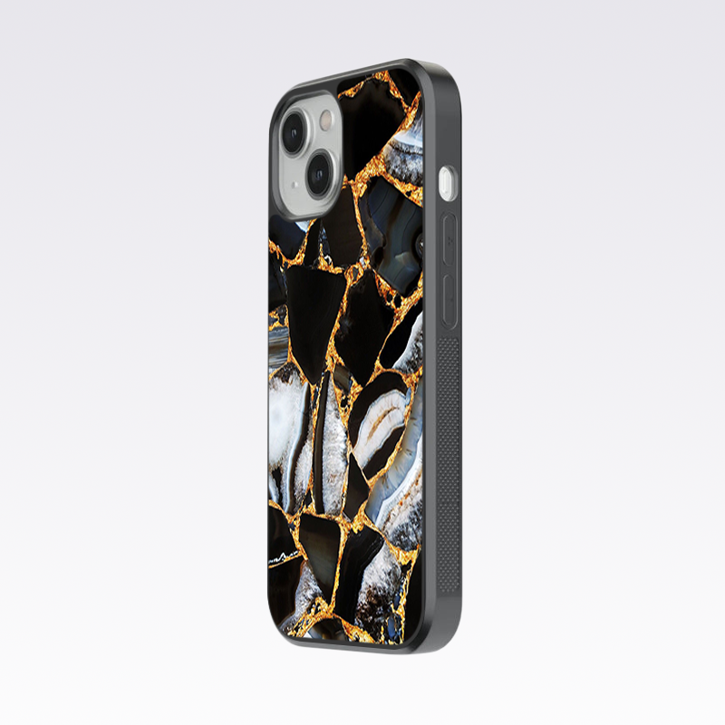 Black & White Marble Stone Design Glass Case