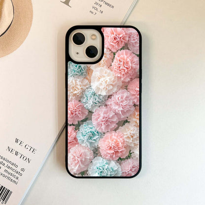 Colorfull Cyan Flowers Glass Case