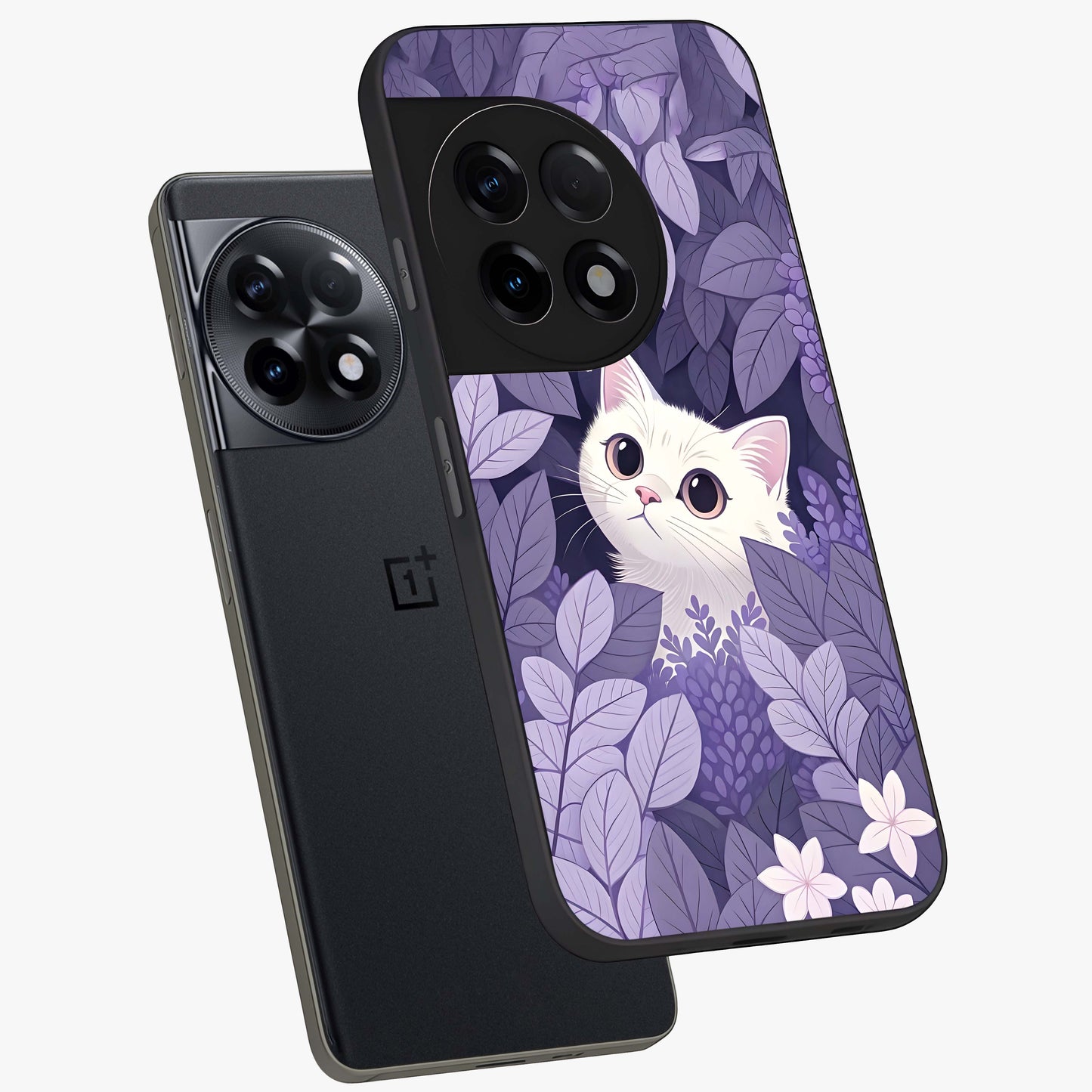 Lilac Hide Peek Cat Glass Case for OnePlus 11R |1+11R