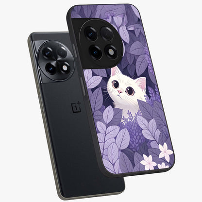 Lilac Hide Peek Cat Glass Case for OnePlus 11R |1+11R