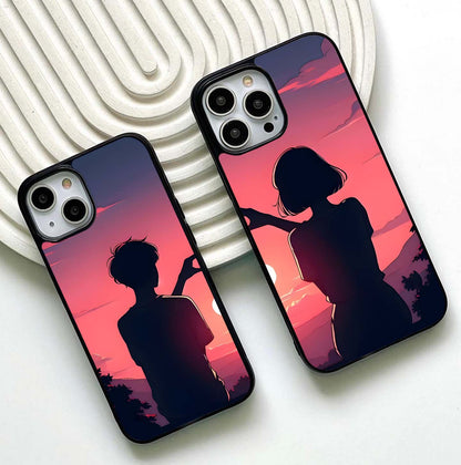 Sunset Couple Hand Glass Case