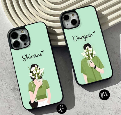 Hidden Tulip Love Couple Glass Case