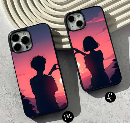 Sunset Couple Hand Glass Case