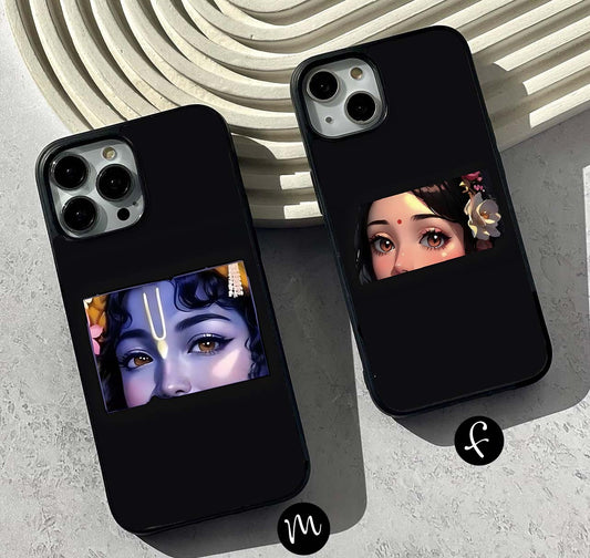 Krishna–Radha Divine Embrace Couple Glass Case