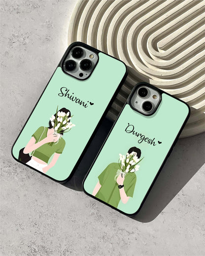 Hidden Tulip Love Couple Glass Case