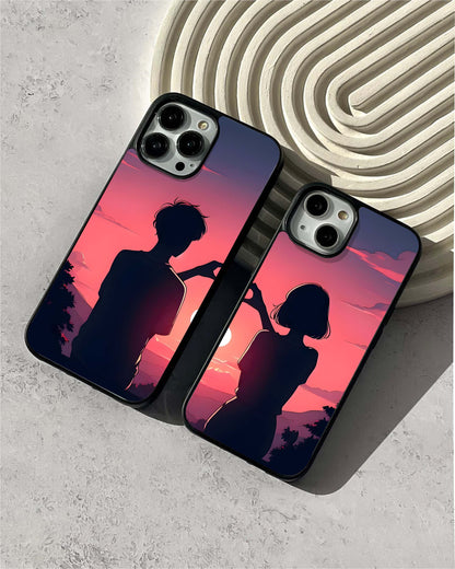Sunset Couple Hand Glass Case