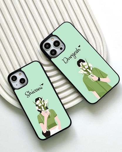 Hidden Tulip Love Couple Glass Case