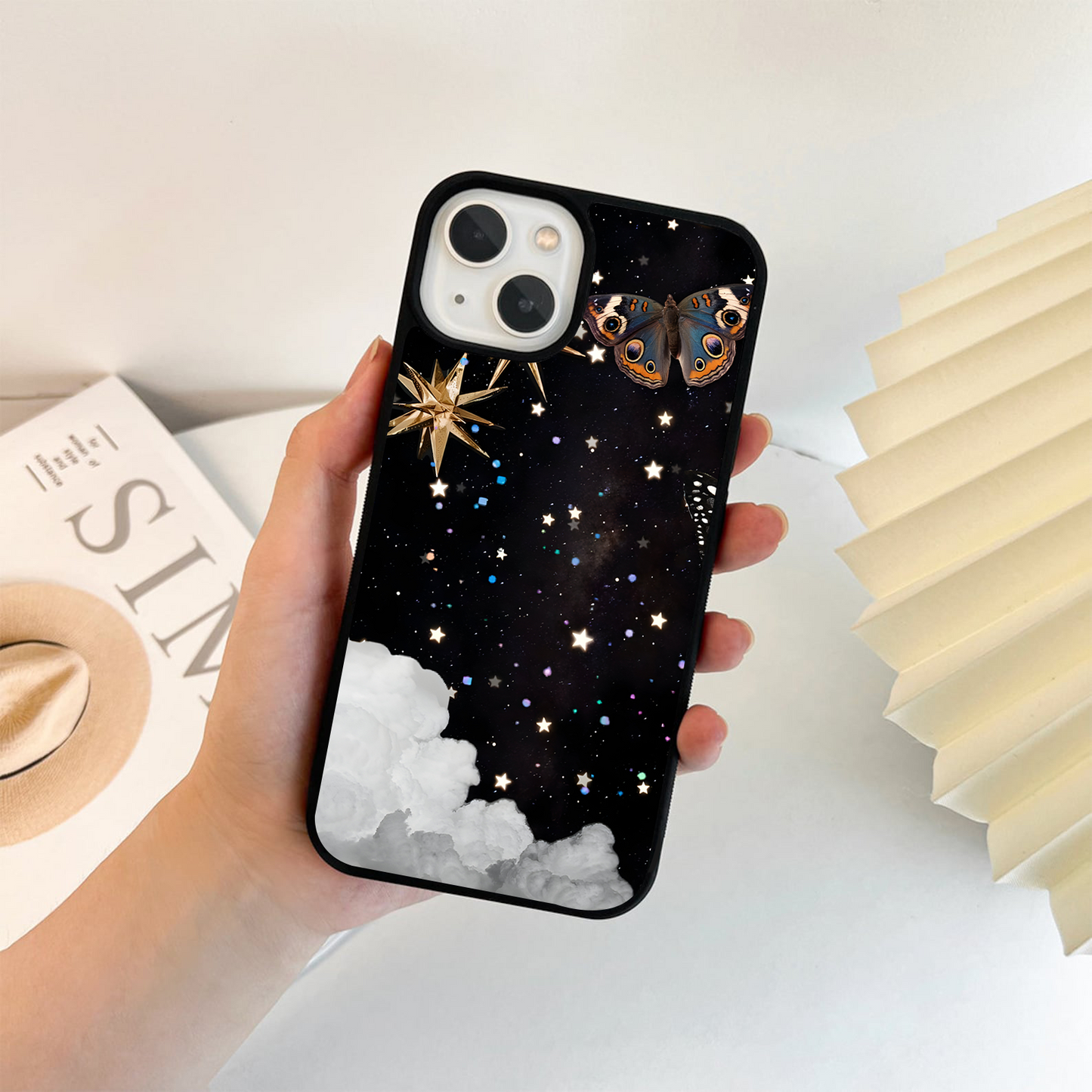 Starlit Butterfly Night Glass Case