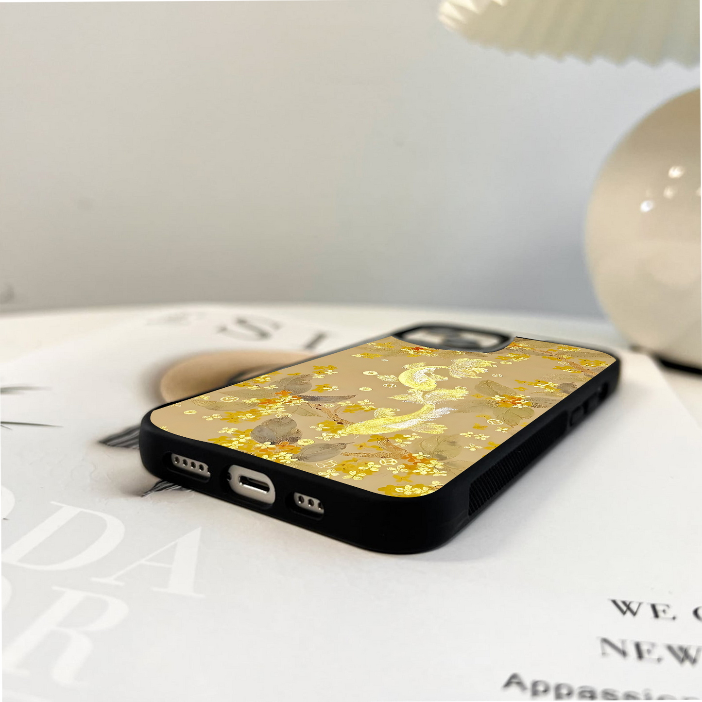 Golden Koi Harmony Glass Case