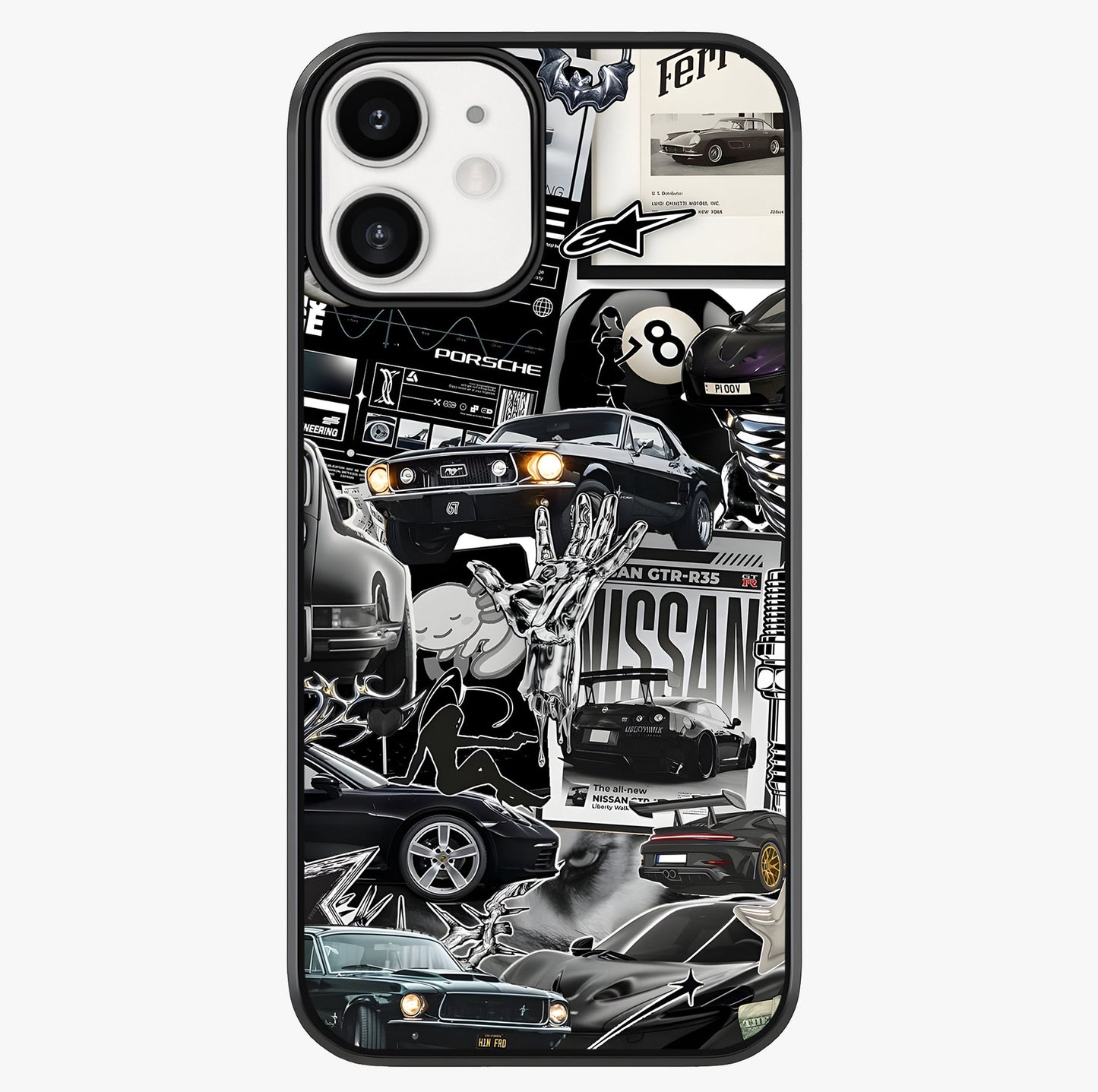 Aesthetic Dark Love Glass Case showing full back design in clean flat view with glossy glass finish.