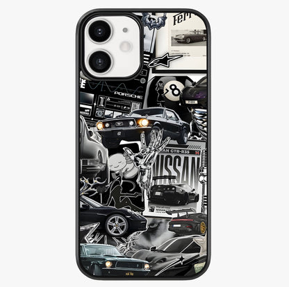 Aesthetic Dark Love Glass Case showing full back design in clean flat view with glossy glass finish.