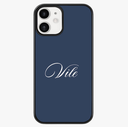 Blue Background Personalized Custom Name Glass Case showing full back design in clean flat view with glossy glass finish.