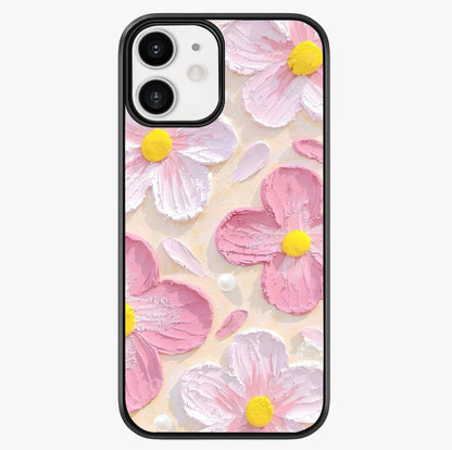 Blush Bloom Texture Glass Case showing full back design in clean flat view with glossy glass finish.