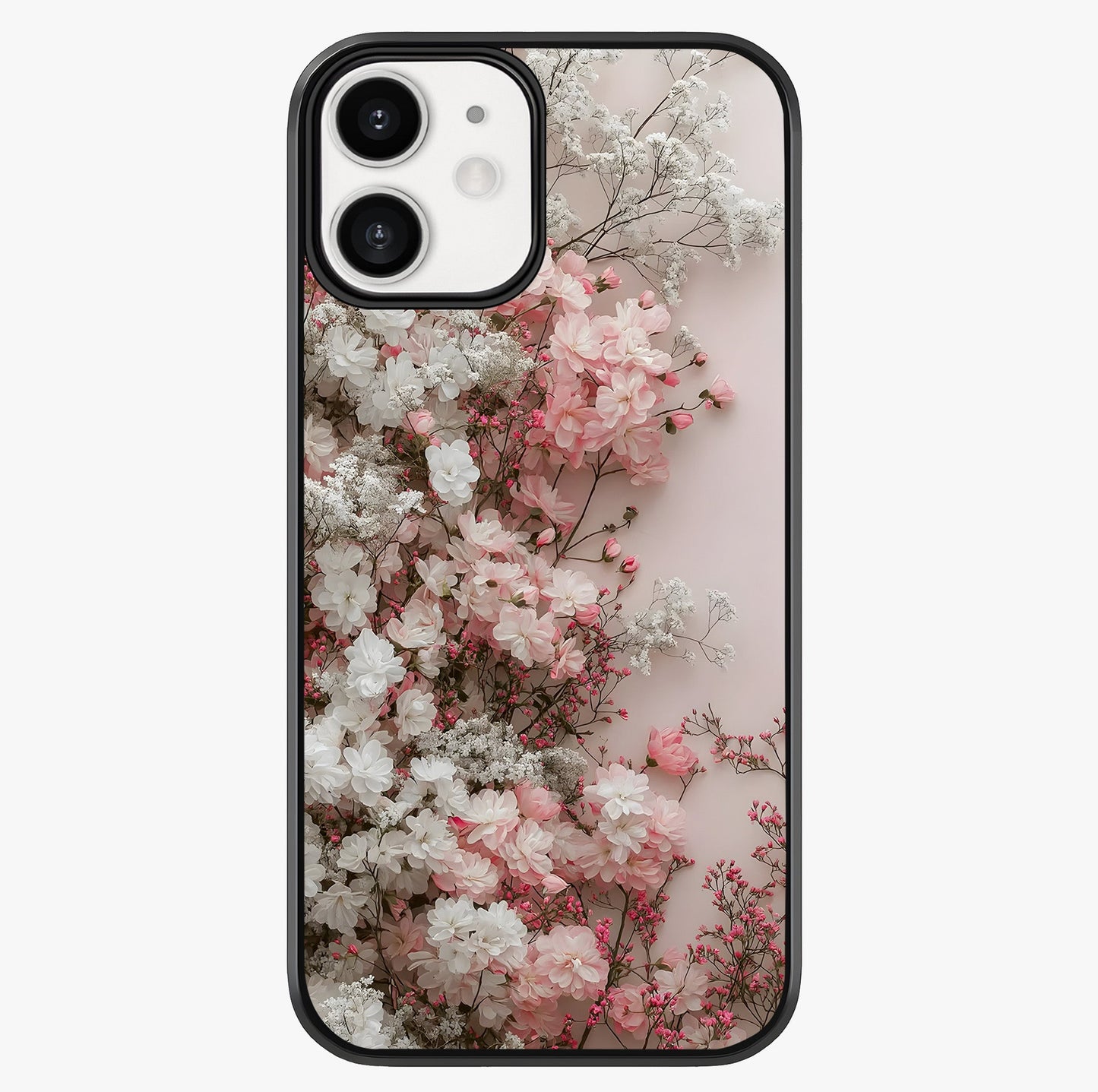 Blush Blossom Cloud Glass Case showing full back design in clean flat view with glossy glass finish.