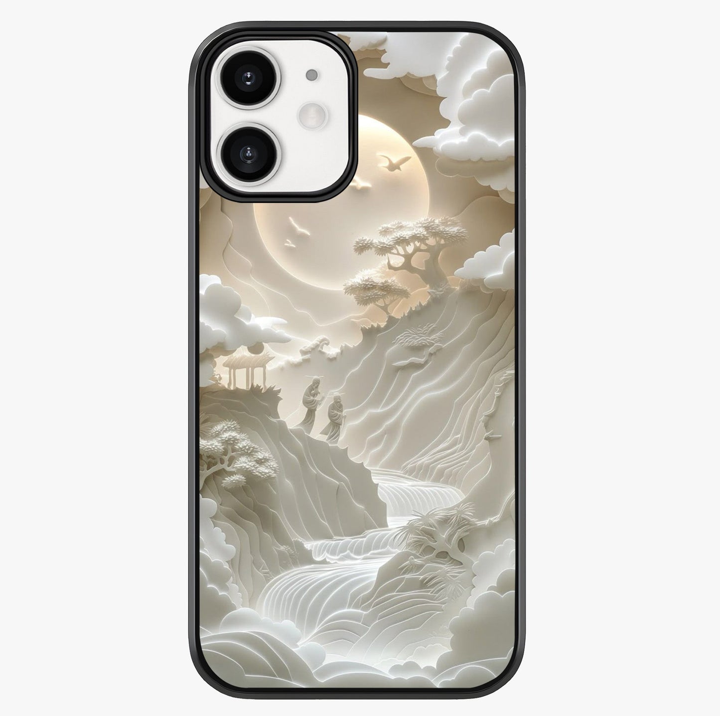 Celestial Origami Glass Case showing full back design in clean flat view with glossy glass finish.
