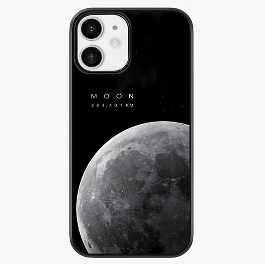 Cosmic Moon Glow Glass Case showing full back design in clean flat view with glossy glass finish.