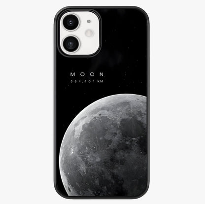Cosmic Moon Glow Glass Case showing full back design in clean flat view with glossy glass finish.
