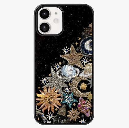 Cosmic Sparkle Dreams Glass Case showing full back design in clean flat view with glossy glass finish.