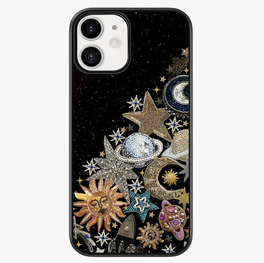 Cosmic Sparkle Dreams Glass Case showing full back design in clean flat view with glossy glass finish.