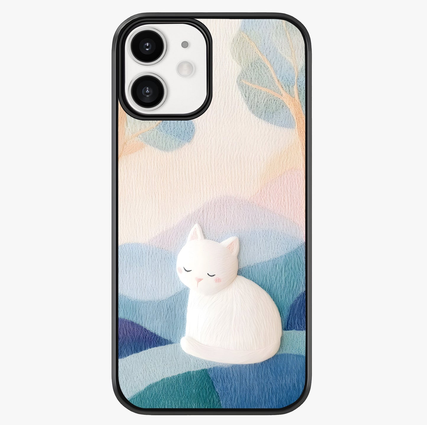 Cotton Dream Cat Glass Case showing full back design in clean flat view with glossy glass finish.
