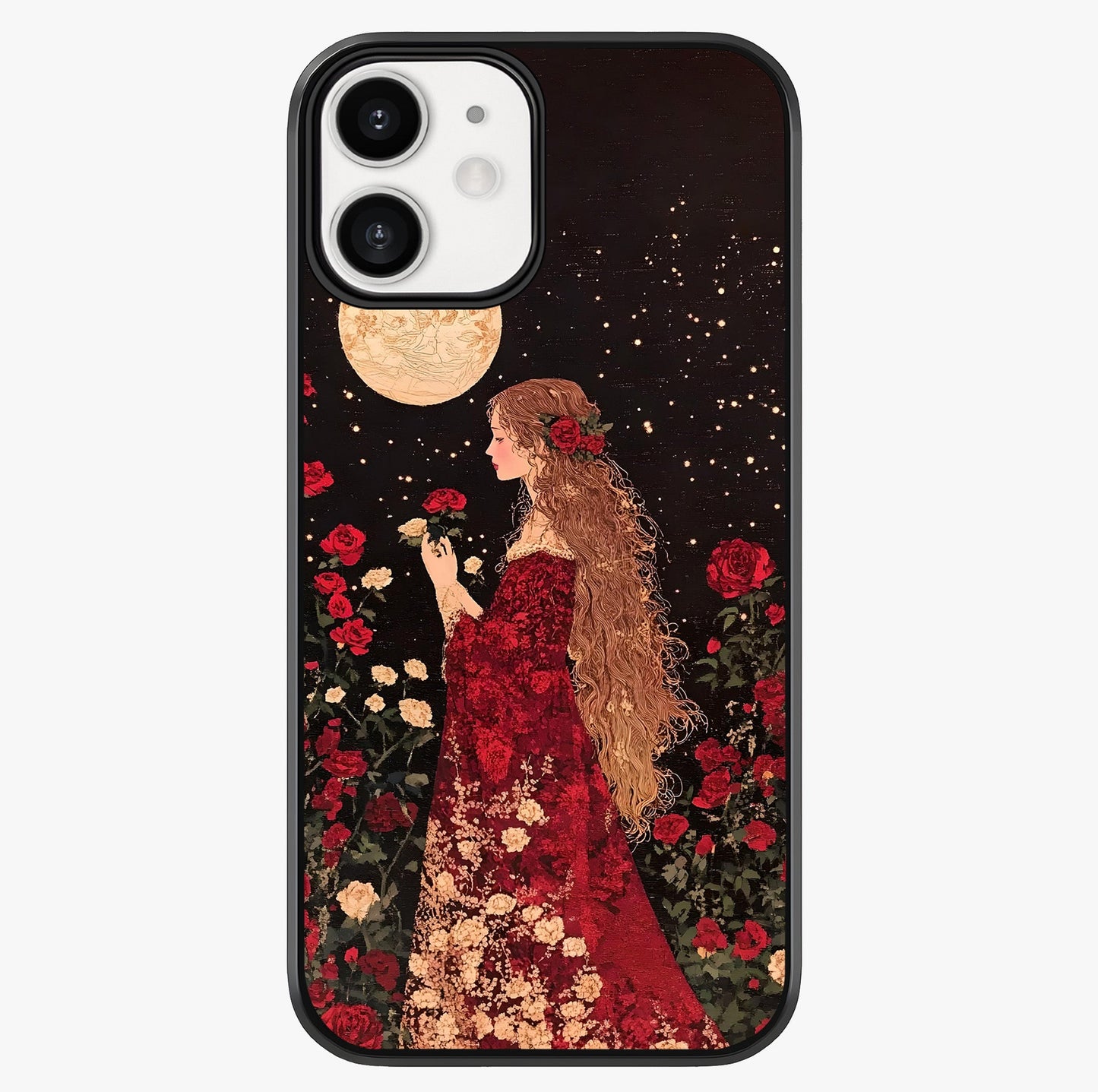 Crimson Dreams Glass Case showing full back design in clean flat view with glossy glass finish.
