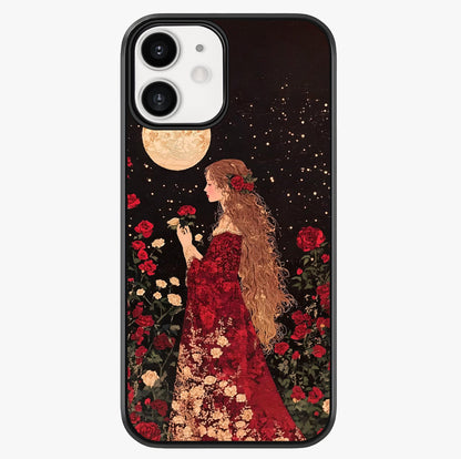 Crimson Dreams Glass Case showing full back design in clean flat view with glossy glass finish.