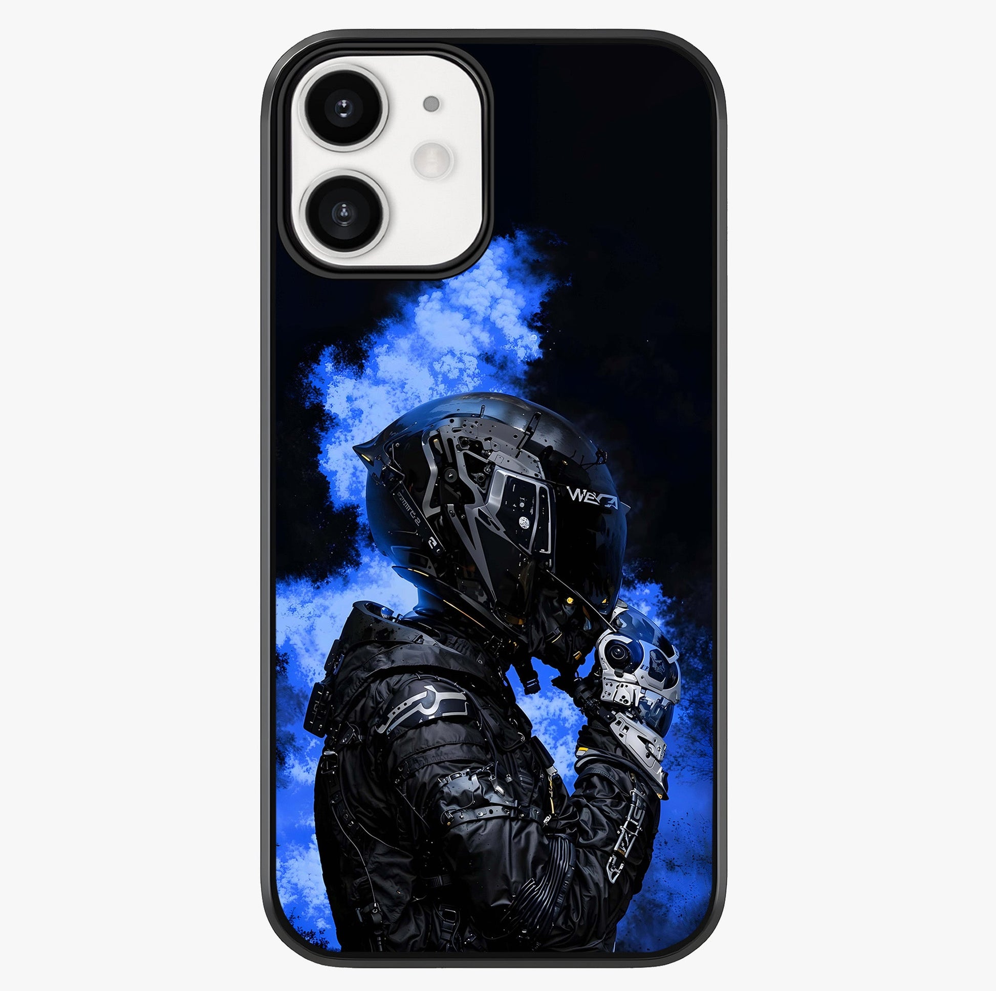 Cyber Sentinel Protocol Glass Case showing full back design in clean flat view with glossy glass finish.